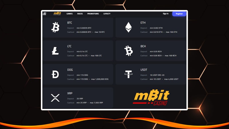 mBitCasino deposit and withdrawals